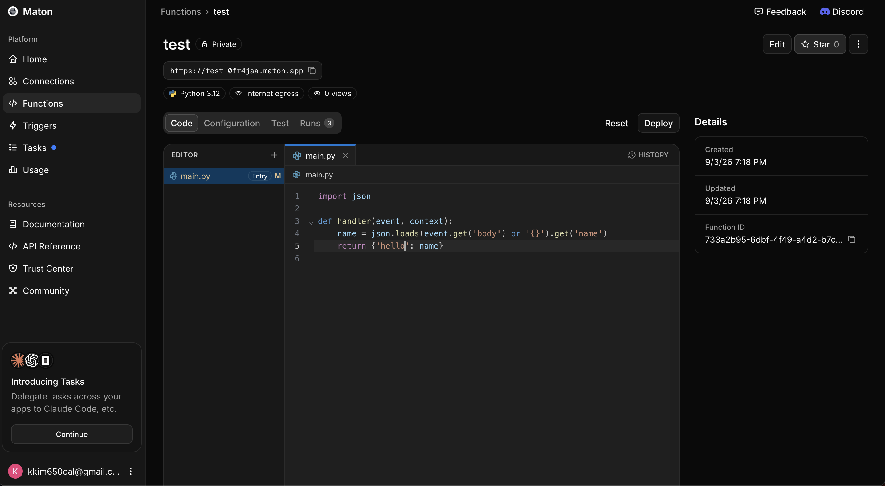 Editing a function's code
