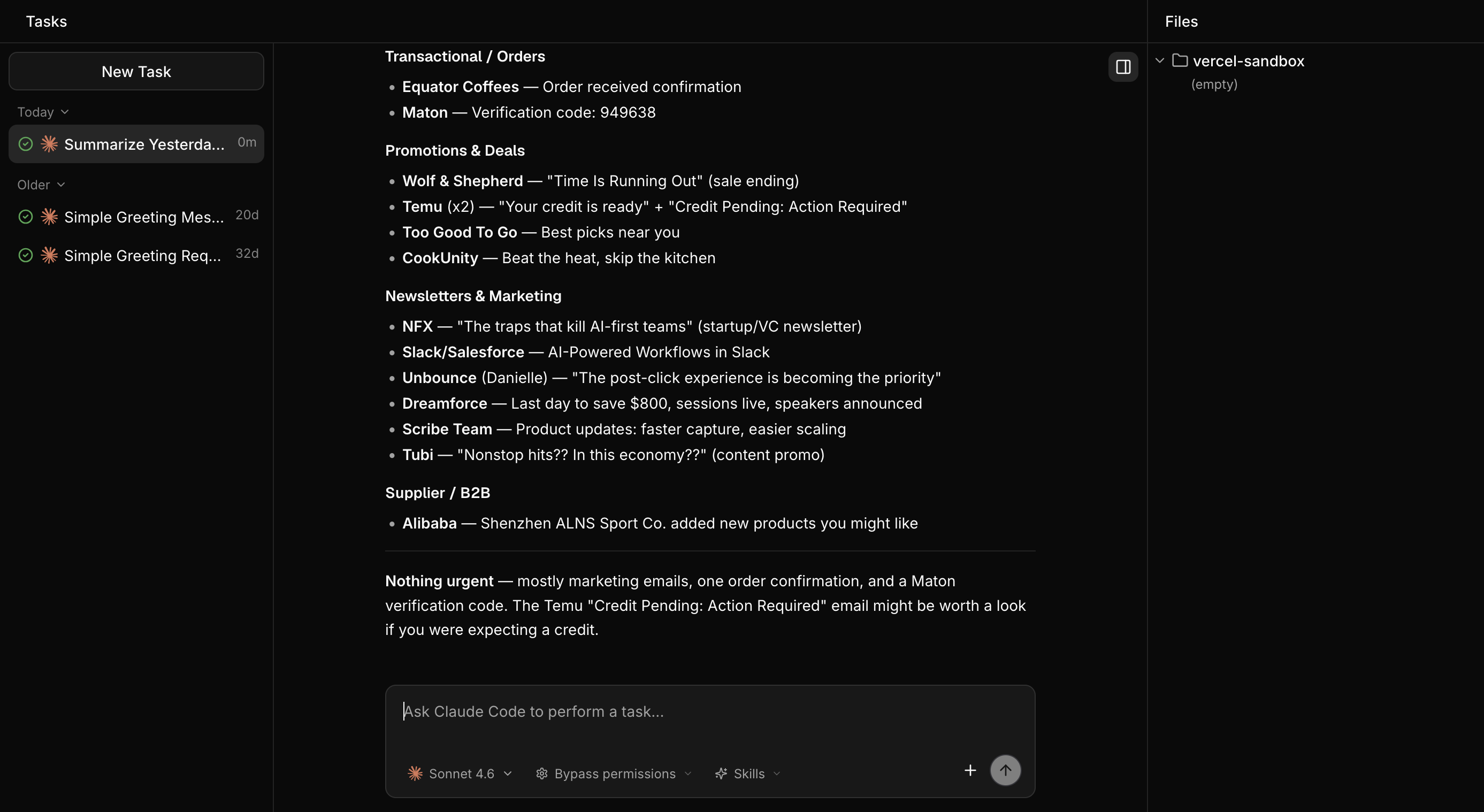 Following up on a completed task