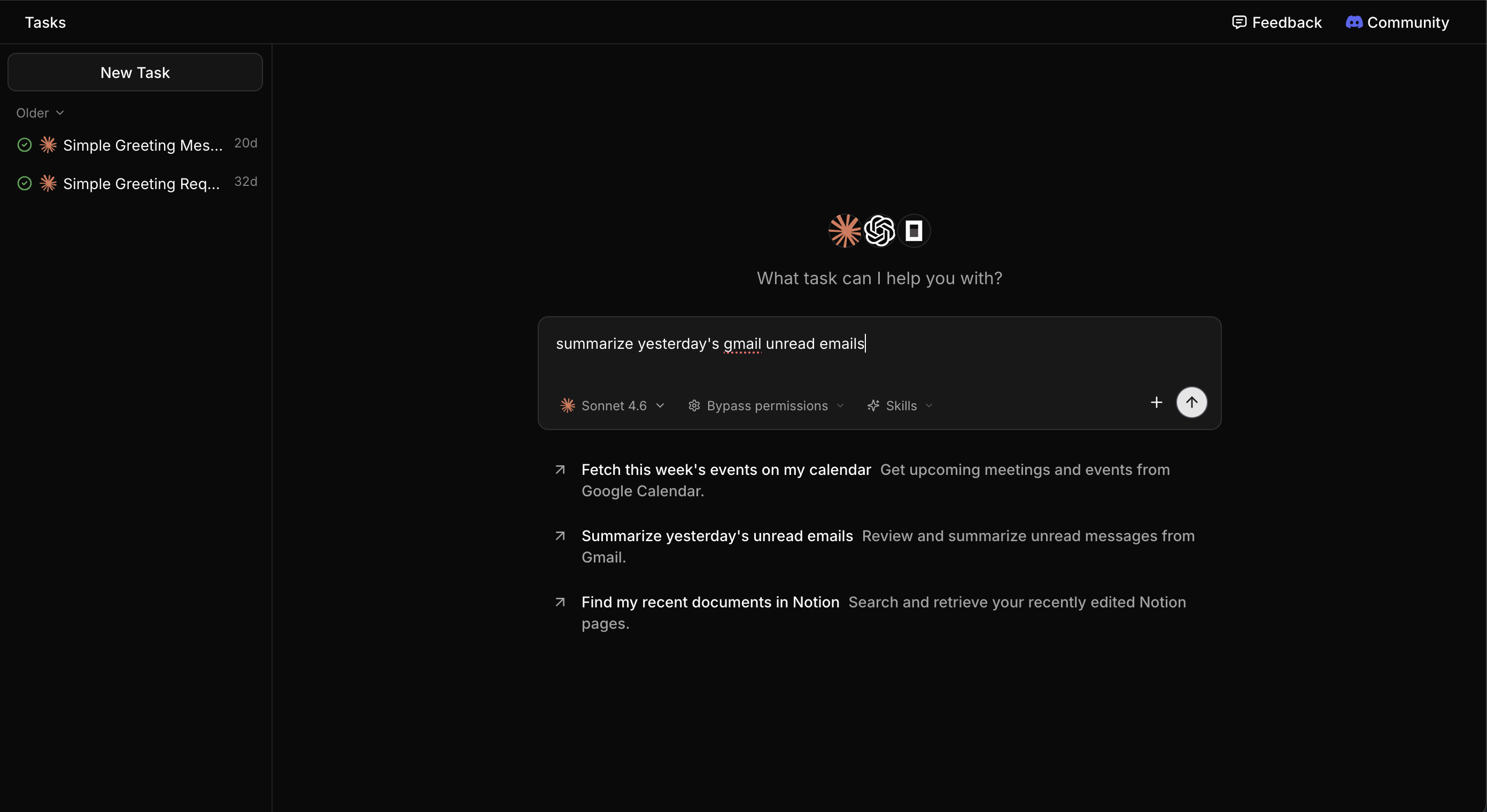 Describing a task in the Maton Tasks page